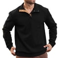 thumbnail image 4 of Blekii Men's Jacquard Knit Sweatshirt, Button Detail Stand Collar Pullover, Textured Pattern Long Sleeve Top, Smart Casual Layer for Spring/Fall, Lightweight And Breathable, Stylish, 4 of 5