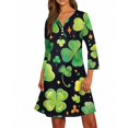 thumbnail image 3 of St.Patrick's Day T-shirt Women - Irish Lucky Clover 3/4 Sleeve Shirt, Fashion Shamrock Green Shirt, Costume for St.Patrick's Day|Style QBlackS, 3 of 4