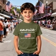 thumbnail image 2 of Bainana Boys' American Flag Tee Shirts Short Sleeve Graphic Tops Kids Crew Neck 250 Years Of Freedom Celebration Tees For 4Th Of July Size 2-3 Years Army Green, 2 of 4