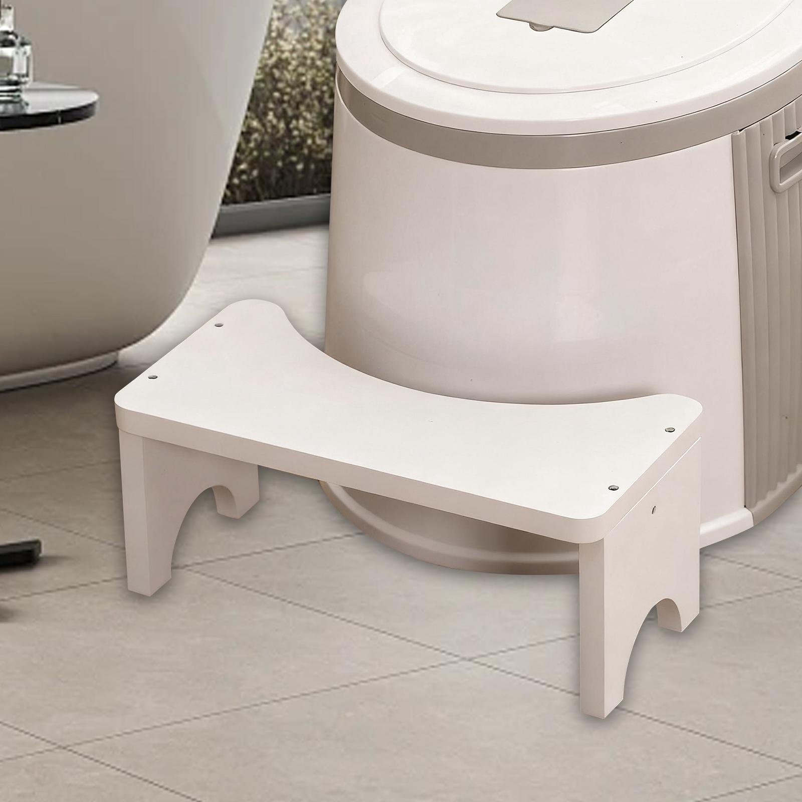 EHJRE Toilet Potty Step Non Slip Potty Stool Wood Toilet Stool Squat Footrest Portable Squatting Stool Stable Structure Suitable for Women Seniors Children Home Decoration White