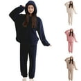 thumbnail image 3 of Lovskoo Women's Fluffy Pajamas Set Fleece Full Zip Hooded Pullover Pants Loose Plush Sleepwear 2 Piece Pjs Set Warm Loungewear Fuzzy Hot Pink, 3 of 3
