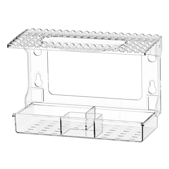 HBFAGFB Clear Window Bird Feeder with Heavy Duty Suction Cups, 3-Compartment Detachable Seed & Water Tray, Acrylic Wild Bird Viewing Gifts