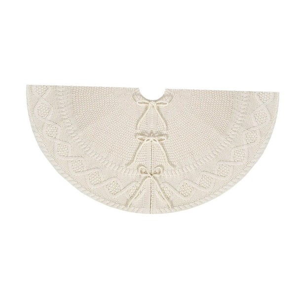 Falda de árbol de Navidad tejida, decoración para fiestas, festivales, decoración blanca para el hogar Diámetro 122cm