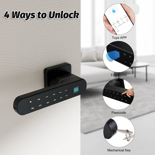 4 in 1Fingerprint Door Lock, Smart Door Knob with Passcode Keypad for Home Hotel Office Apartment Bedroom