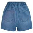 thumbnail image 6 of Hueook Stretch Loung Shorts Casual Shorts Women's Solid Color Elastic Denim-like Double Pocket Shorts Fitness and Casual Leggings Cropped Shorts Blue 2X, 6 of 7