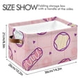 thumbnail image 4 of Yayeee 2 Pack Canvas Storage Basket with Handles for Shelves Fabric Bins Closet Organizer, Pink Cartoon Pattern, 4 of 8