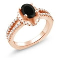 thumbnail image 2 of Gem Stone King 18K Rose Gold Plated Silver Ring 1.30 Ct Oval Black Onyx (Size 7), 2 of 5