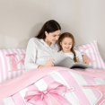thumbnail image 5 of Manfei Geometric Lines 7-Piece King Bedding,Pink Letter K Design King Bed in a Bag,Pink Reversible, 5 of 7