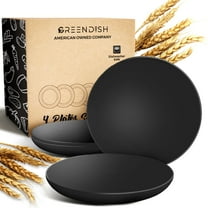 Set of 4 Wheat Straw Plates - Reusable Unbreakable Wheatstraw Plastic Dishes Dinner Plates - Deep Plates with Lip Edge, Microwave & Dishwasher Safe Microwavable Wheat Plates, Camping Plates Set