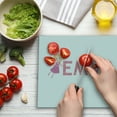thumbnail image 3 of Emma Cutting Board, Cartoones Holding a Popular Widespread Girl Name with Polka Dots Pattern, Decorative Tempered Glass Cutting and Serving Board, Large Size, Multicolor, by Ambesonne, 3 of 5