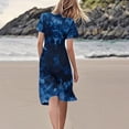 thumbnail image 4 of ClodeEU Womens Summe Ruffle Sleeve V Neck Flowy Dress,Boho Flared Trendy Midi Dress Blue 02,Womens Plus S, 4 of 6