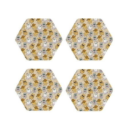 

Drink Coasters Set of 4 funny cat_A Leather Coasters for Coffee Table Protector Heat Resistant Cute Coasters for Home Decor Housewarming Gifts Bar Kitchen 4 Inch Hexagon