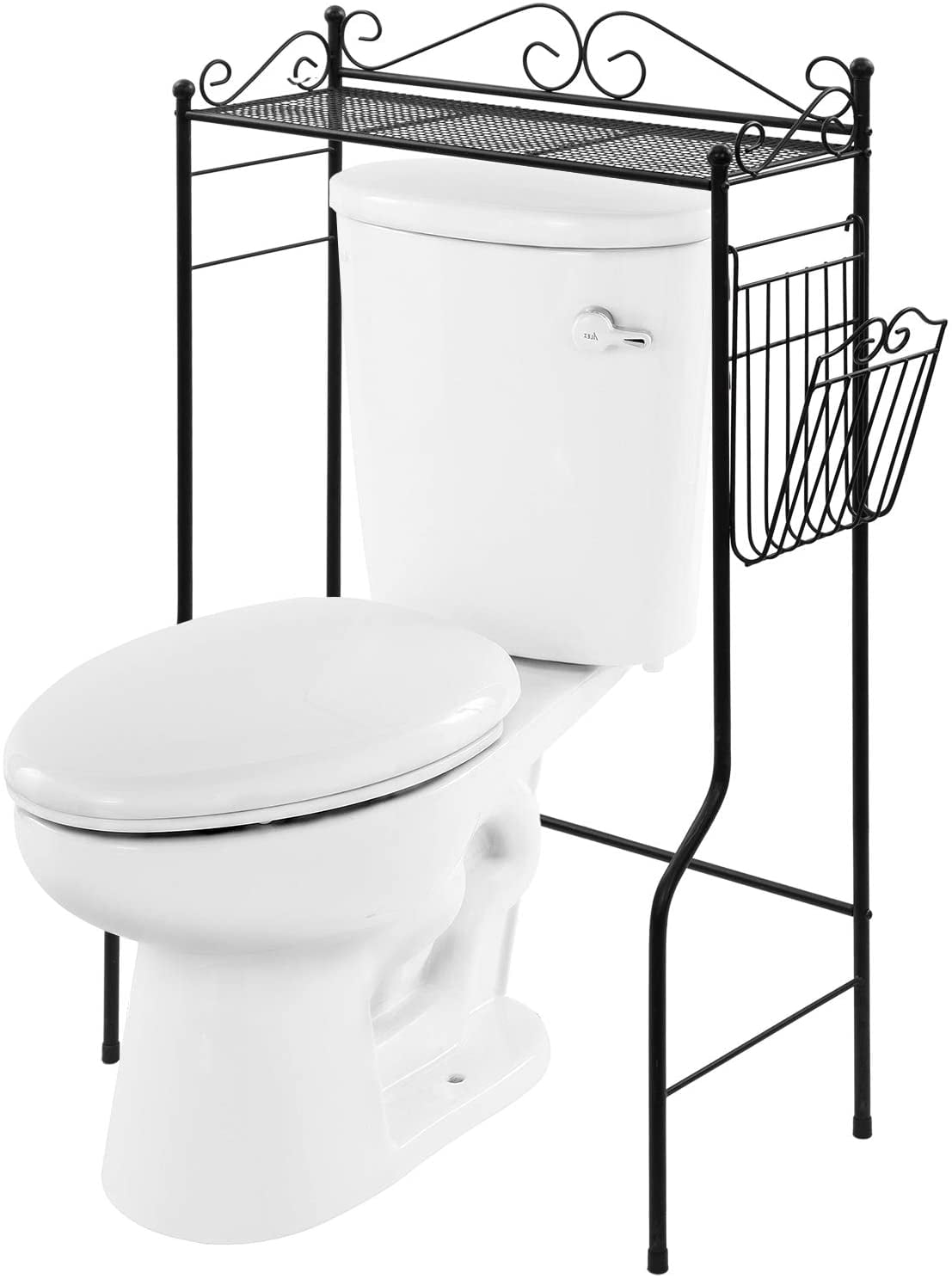 MyGift Bathroom Shelf, Storage Organizer Rack, Black Metal