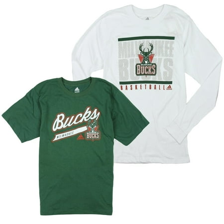 - Adidas NBA Basketball Youth Milwaukee Bucks 2-In-1 Long Sleeve T-Shirt Combo