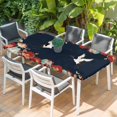 thumbnail image 2 of Navy Blue Crane Table Cloths for 3 Foot Rectangle Tables, Vintage Red Teal Spring Floral Botanical Patio Waterproof Elastic Fitted Tablecloths, Washable Rectangular Table Cover for Camping, 2 of 8