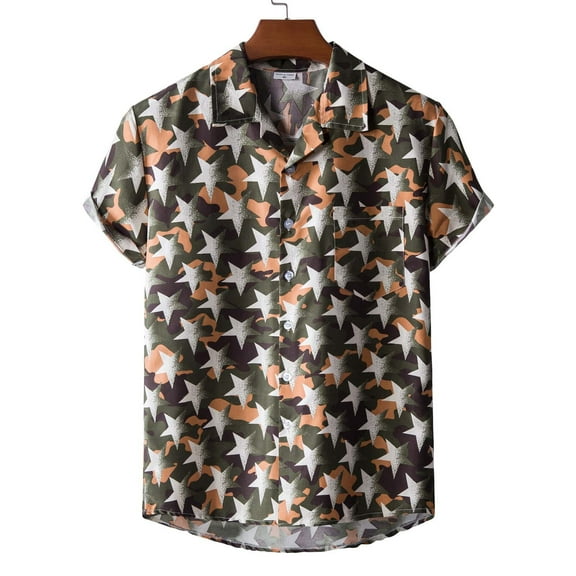 Palato Mens T Shirts,Men Hawaiian Short Sleeve Beach Shirt Printed Summer Casual Button Down Shirts