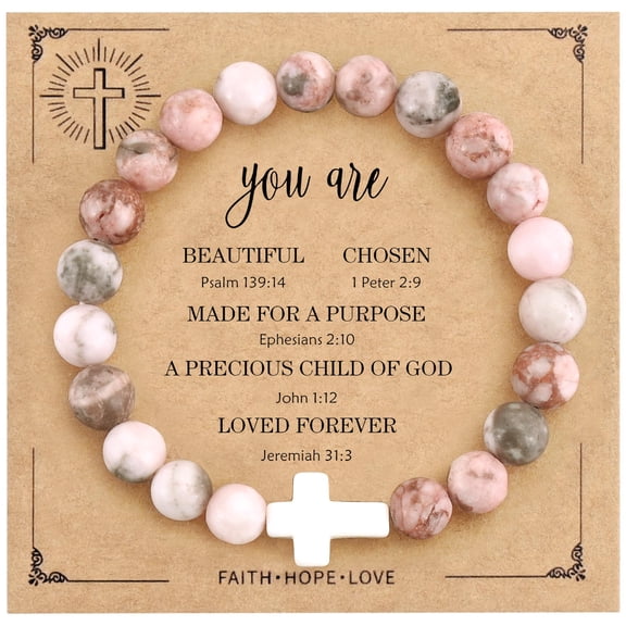 Pink Cross Beaded Bracelets for Women