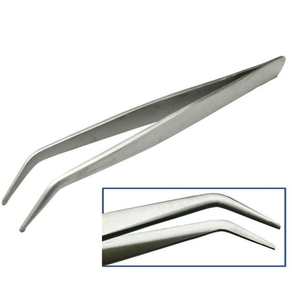 Tweezers Bent Tip 7" 45 Degree Bent Smooth Tips Jewelry Bead Hobby & Crafts