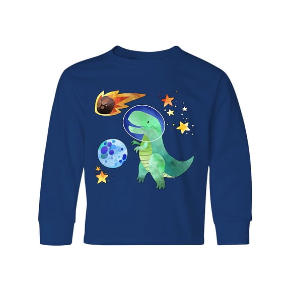 Inktastic Tyrannosaurus Rex Vs. Meteor Fun Space Dinosaur Long Sleeve Youth T-Shirt