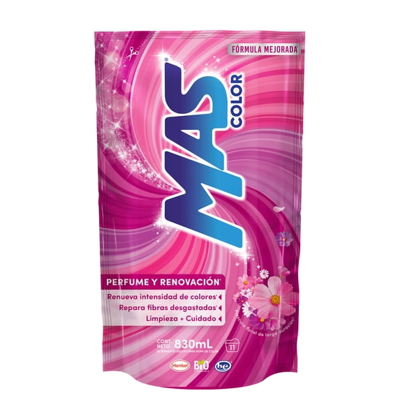 Detergente líquido MAS 3 en 1 renueva y florece 830 ml