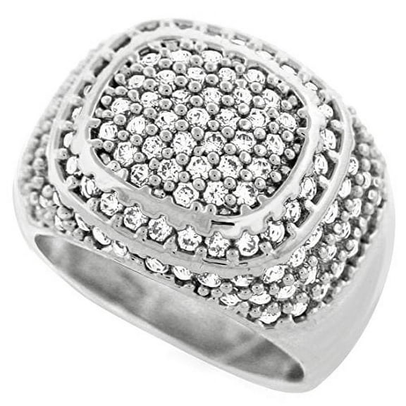 Men Brass Silver Tone Men's Hip Hop Micro Pave Champion Cz Ring (10)