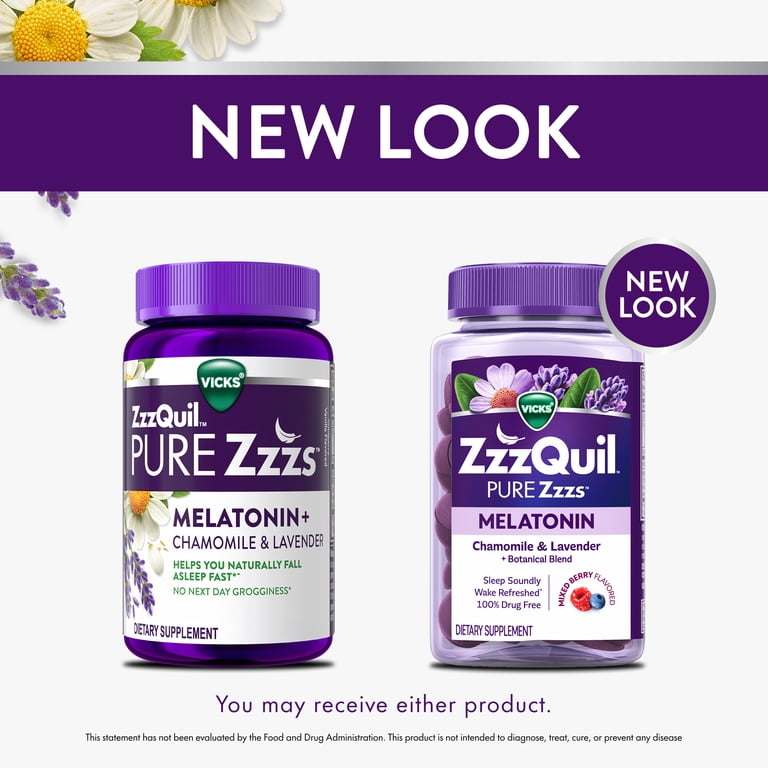 Vicks ZzzQuil Pure Zzzs Melatonin Nighttime Chewables, Sleep Aid