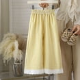 thumbnail image 4 of Ohufall Girls Pants Lace Hem Elastic Waist Wide Leg Casual Pants Kids Thin Comfort Striped Pant 2-14T, 4 of 5