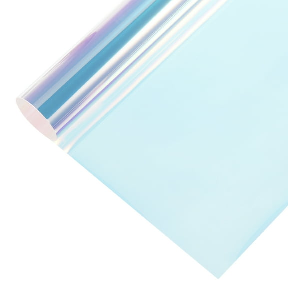 Uxcell Iridescent Window Film,6" x 39" Iridescent Holographic Fabric Dichroic Film Clear Vinyl Paper Roll for DIY Craft Gift Wrapping Bag Decoration, Blue