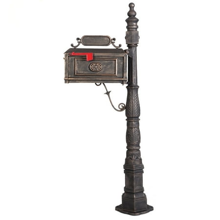 Cast Aluminum Pedestal Costway Classic Decorative Cast Aluminum Mail Box Mailboxs Postal Box Vertical Pedestal bronze ()