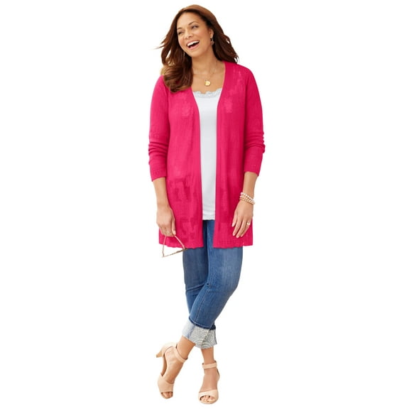Catherines Women's Plus Size Pointelle Cardigan