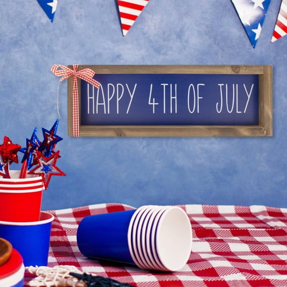 Fourth of July Decorations for Home, Patriotic Wooden Sign, Happy 4th of July Farmhouse Table Decor, Rustic Independence Day Decor, Memorial Day and Veterans Day Decorations
