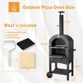 Danrelax Outdoor Pizza Oven with Side Handles &Two Wheels Portable Wood Fired Pizza Oven with
