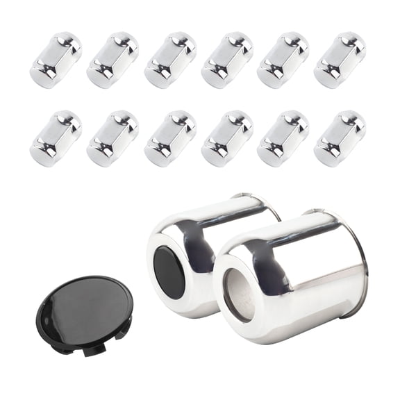 RhinoTuning 4.25” Hub Stainless Push-Thru Center Caps Trailer Center Caps for Rims Truck Auto 2Pcs HubCaps With 12Pcs Nuts