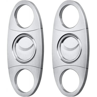 Cigar Cutter Guillotine, Stainless Steel Portable Smooth Double Blade,Exquisite Cigar Clippers Cigar Accessories (Silver 2 Pack)