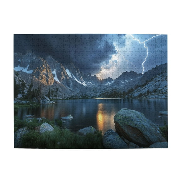 500 PCS 500 Piece Wooden Puzzles Thunderstorms & Lakes Scenery Photography,Enjoy The Puzzle Solving Process,Charm Scenery Photography,Puzzles Suitable For Entertaining With Family During Holidays