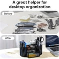 thumbnail image 4 of SHBOTO Mesh Desk Organizer Office Supplies Caddy with Pencil Holder and Storage Baskets for Desktop Accessories, 3 Compartments, Black, 4 of 14