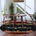 thumbnail image 3 of Round Rugs 7 Ft, Red Plaid Christmas Non Slip Area Rugs for Kitchen Bedroom Entryway, Xmas Snowflake Botanical Poinsettia Washable Carpet Runner Rug Floor Mats for Bedroom Home Decor, 3 of 9