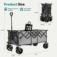thumbnail image 6 of ACCVER Heavy Duty Collapsible Wagon Cart - 440LBS Capacity Folding Utility Cart w/ All-Terrain Wheels, Drink Holders for Camping, Beach, Grocery, Sports (Foldable & Portable), Extra Large Grey, 6 of 7