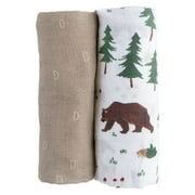 Red Rovr 100% Organic Cotton Muslin Swaddle Infant Blanket 2 Pk, Unisex, Bear Buddies
