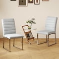 thumbnail image 3 of Ciphrias Light Gray Dining Chairs Set of 2 PU Leather Padded Iron Legs for Dining Room, 3 of 7