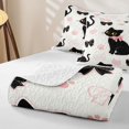 thumbnail image 4 of Manfei Kawaii Black Cat Twin Quilt Set, Bow Paw Twin Coverlet Set, White Pink, 2pcs, 1 Bedspread and 1 Pillowcase, 4 of 7