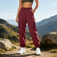 thumbnail image 2 of Women's Cargo Pants with Pockets Drawstring Elastic High Waist Windproof Waterproof Outdoor Hiking Sport Pants S, 2 of 8