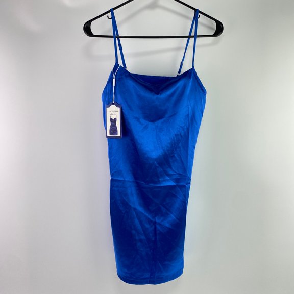 GYSRTTFB Blue sexy minimalist slim fit suspender dress, Adjustable straps