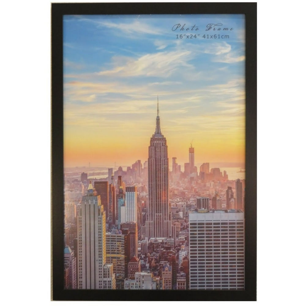 Frame Amo 16x24 Black Wood Picture or Poster Frame, 1 inch Wide Border