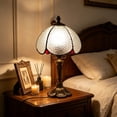 thumbnail image 6 of Tiffany Table Lamp, Stained Glass Lamp, Simple European Style,Small Night Light,Durable Bronze Metal Base Eye-Caring Lamp for Bedroom Living Room Office Bedside lamp(7.9*14.2*4.7 in)White, 6 of 9