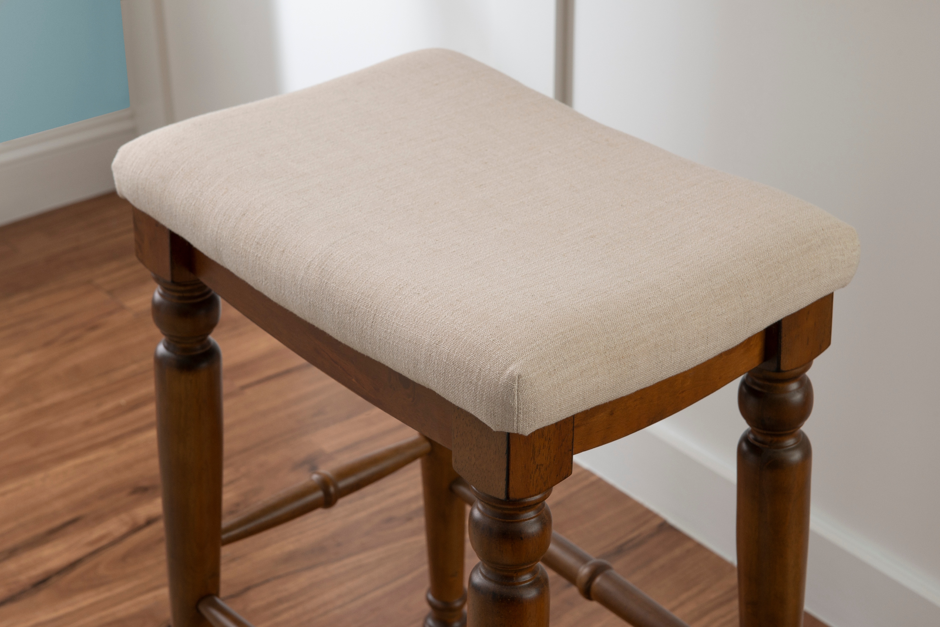 Linon Martha 30" Backless Bar Stool, Walnut/Natural