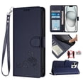thumbnail image 2 of Phone Case for iPhone 16 Pro Max Wallet Case Cat Pattern PU Leather Case with [RFID Blocking] Card Slots Kickstand Shockproof Magnetic Flip Cover, Blue, 2 of 7