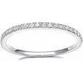 thumbnail image 1 of 2mm 925 Sterling Silver Wedding Band Cubic Zirconia Half Eternity Stackable Engagement Ring Size 3-13, 1 of 5
