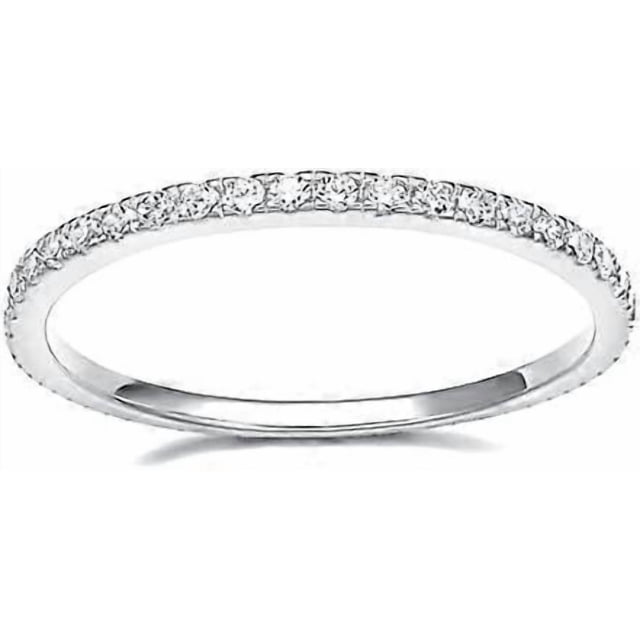 2mm 925 Sterling Silver Wedding Band Cubic Zirconia Half Eternity Stackable Engagement Ring Size 3-13