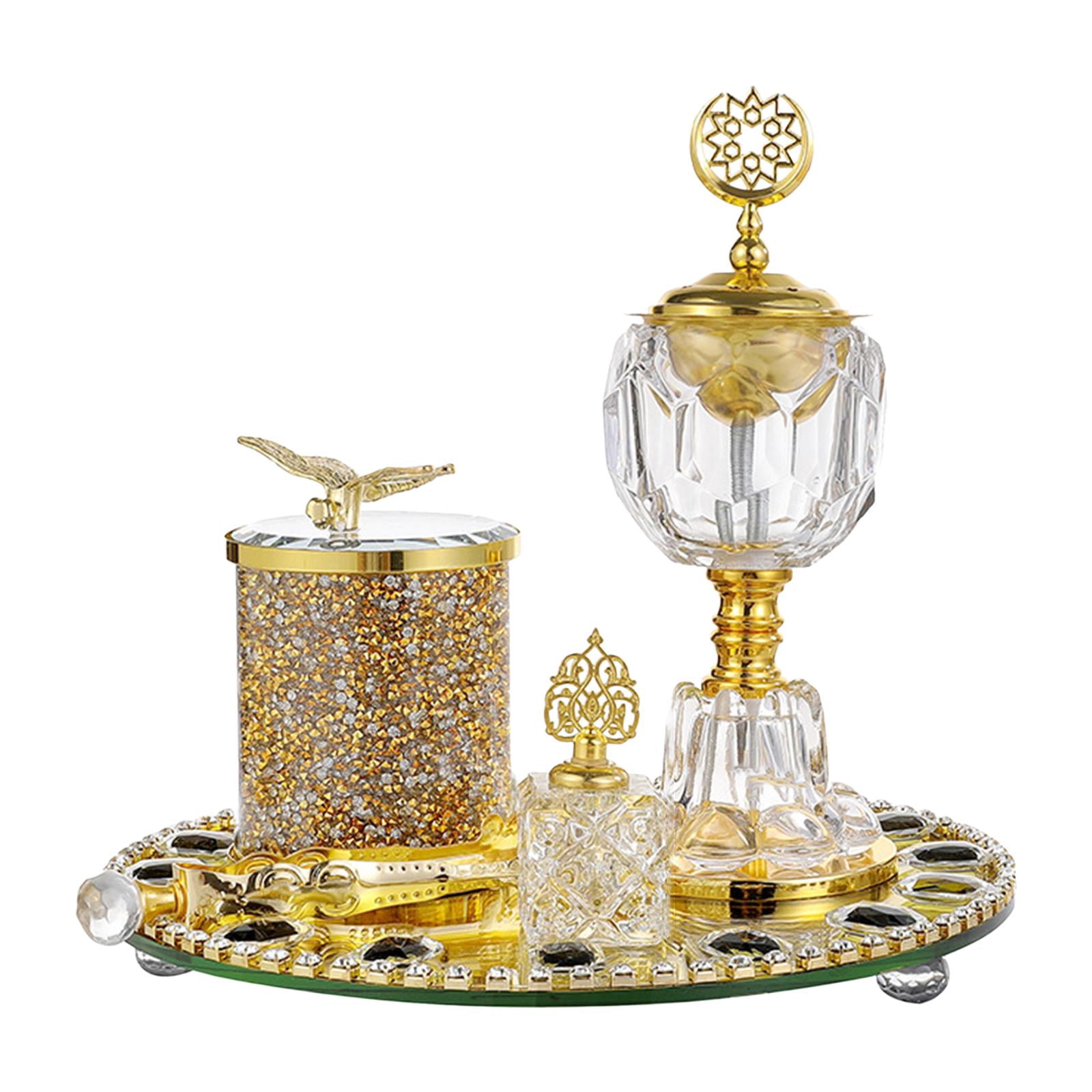 WLPZXP Arabic Incense Burner Set, Incense Holder, Centerpiece Ornament, Clear Glass for